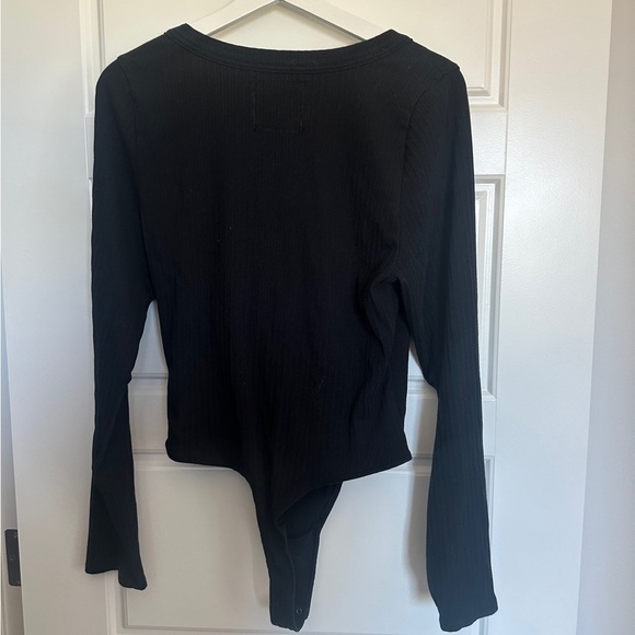 Aerie Black Ribbed Long Sleeve Bodysuit - Picture 2 of 4